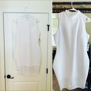 Mock Neck Laser Cutout Bodycon Dress
